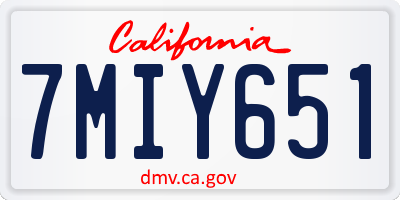 CA license plate 7MIY651