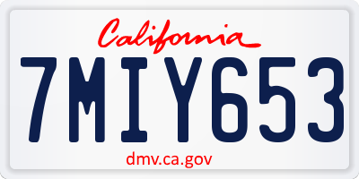 CA license plate 7MIY653