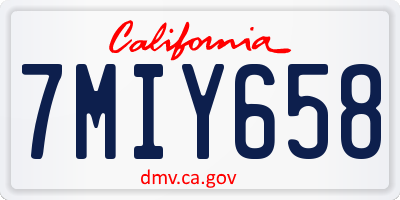 CA license plate 7MIY658