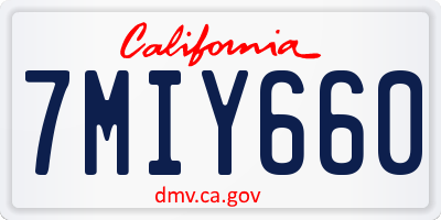 CA license plate 7MIY660