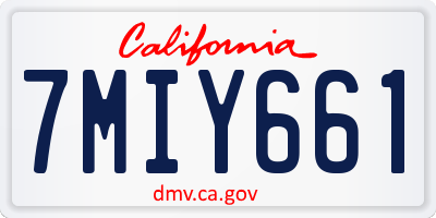 CA license plate 7MIY661