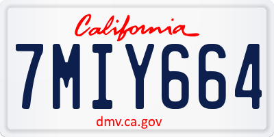CA license plate 7MIY664