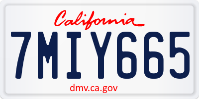 CA license plate 7MIY665