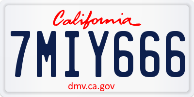 CA license plate 7MIY666