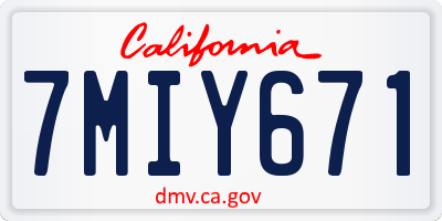 CA license plate 7MIY671