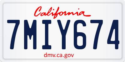 CA license plate 7MIY674