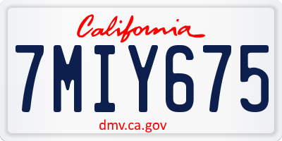 CA license plate 7MIY675