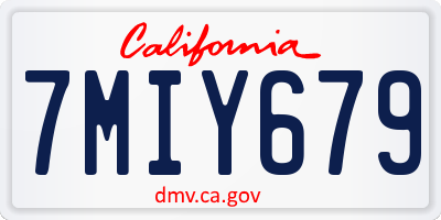 CA license plate 7MIY679