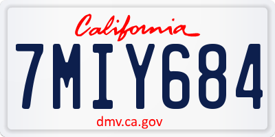 CA license plate 7MIY684