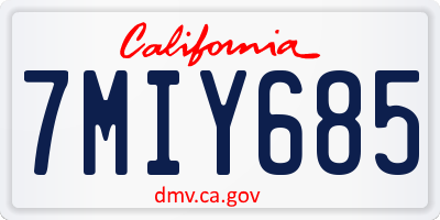 CA license plate 7MIY685