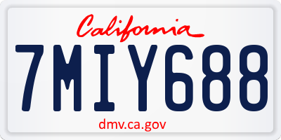 CA license plate 7MIY688
