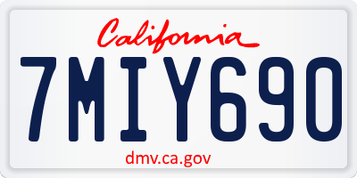 CA license plate 7MIY690