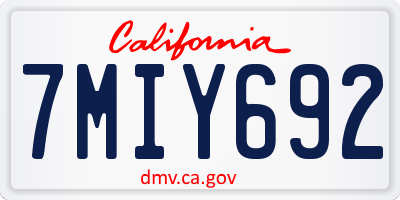CA license plate 7MIY692