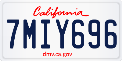 CA license plate 7MIY696