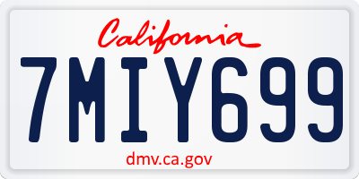CA license plate 7MIY699