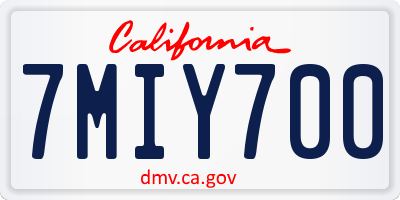 CA license plate 7MIY700