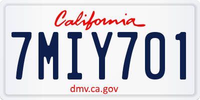 CA license plate 7MIY701