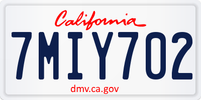 CA license plate 7MIY702