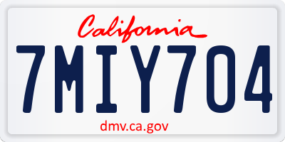 CA license plate 7MIY704