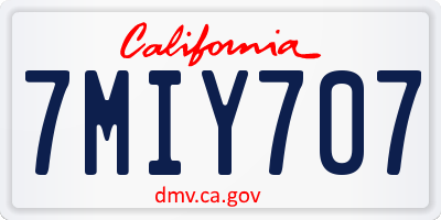 CA license plate 7MIY707