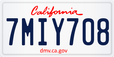 CA license plate 7MIY708