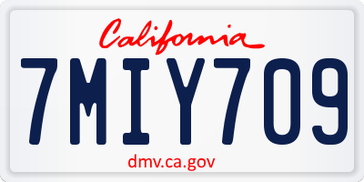 CA license plate 7MIY709