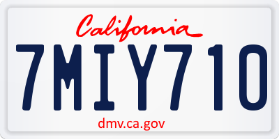 CA license plate 7MIY710
