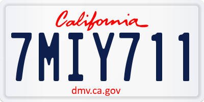 CA license plate 7MIY711