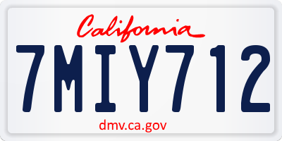 CA license plate 7MIY712
