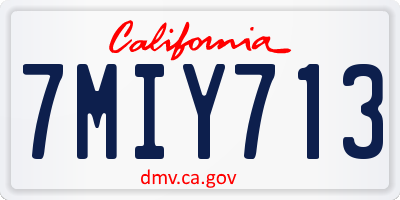 CA license plate 7MIY713
