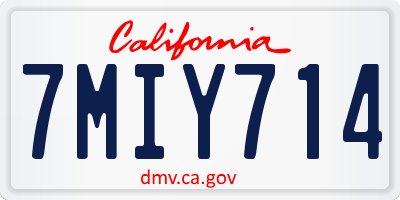 CA license plate 7MIY714