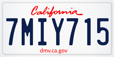 CA license plate 7MIY715