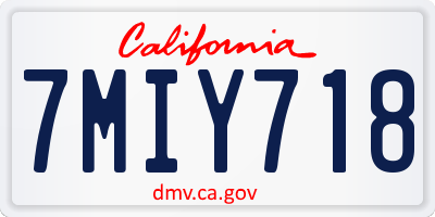 CA license plate 7MIY718