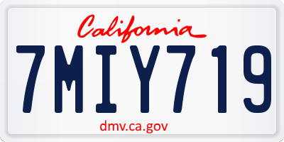 CA license plate 7MIY719