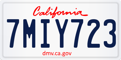 CA license plate 7MIY723