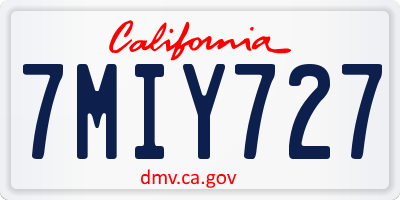 CA license plate 7MIY727