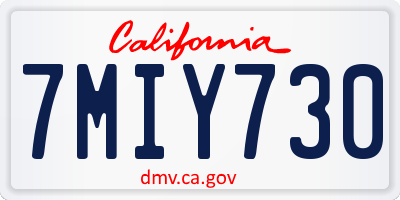 CA license plate 7MIY730