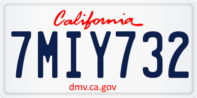 CA license plate 7MIY732