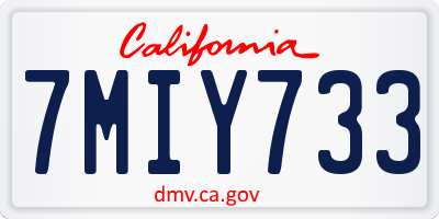 CA license plate 7MIY733