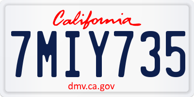 CA license plate 7MIY735