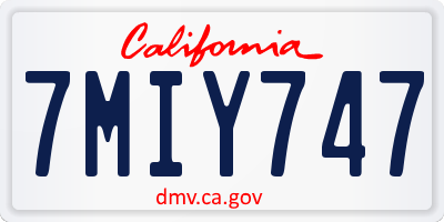 CA license plate 7MIY747