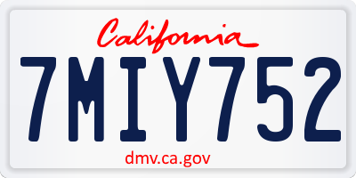 CA license plate 7MIY752