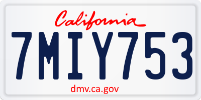CA license plate 7MIY753