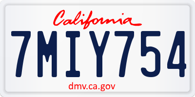 CA license plate 7MIY754