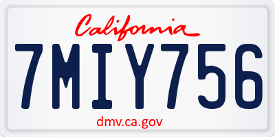CA license plate 7MIY756