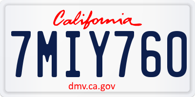 CA license plate 7MIY760