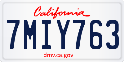 CA license plate 7MIY763