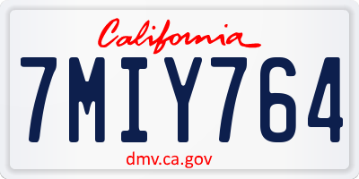 CA license plate 7MIY764