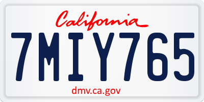 CA license plate 7MIY765