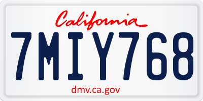 CA license plate 7MIY768